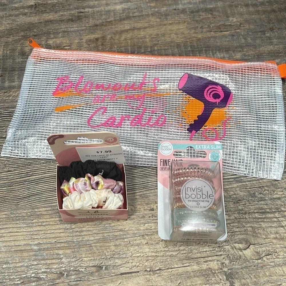 2 pack hair tie with cosmetics bag